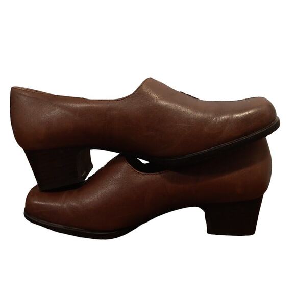 Strictly Comfort Women's 8W Brown Leather Slip-On Shoe Square Toe Block Heel - Picture 5 of 12